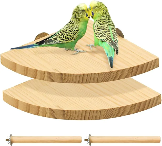 High-Grade 2 Pack Bird Perch Platform Parrot Stand Sector Playground Wood Perch Stand Toy Specialty