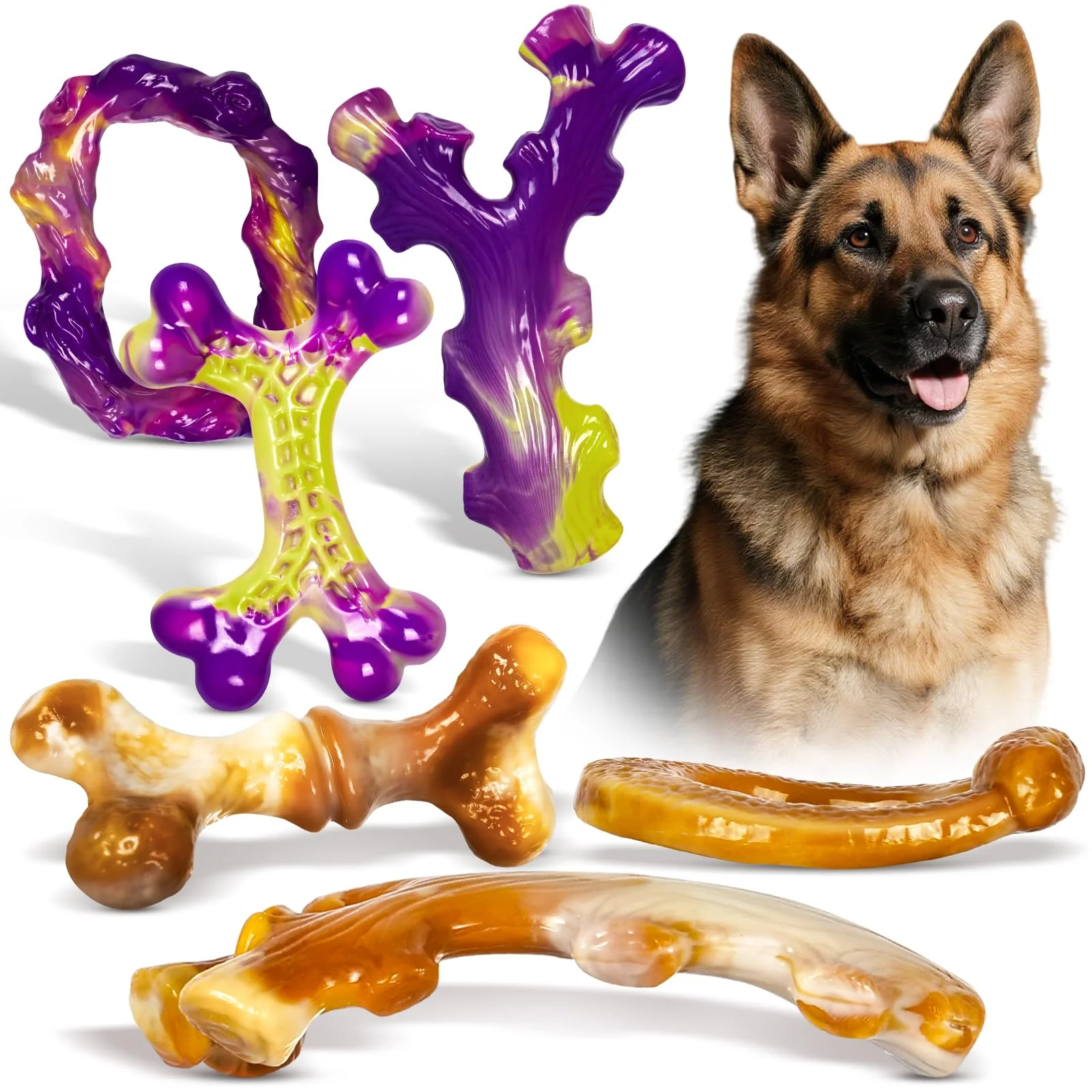 Advanced Frienhund 6-Pack Indestructible Nylon Bone Toys for Aggressive Chewers Large Breed Dog Toy Set Refined
