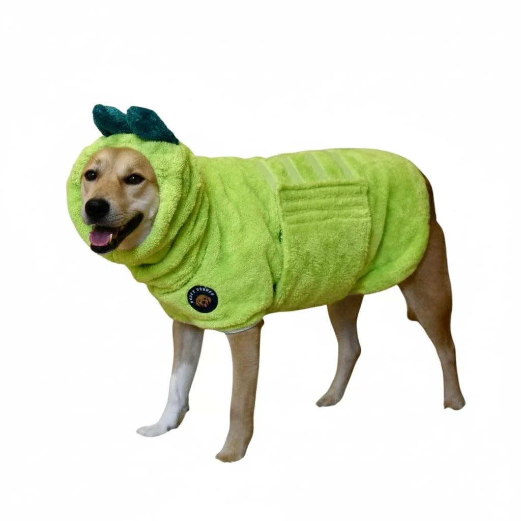 Durable DERPYCHAPPY Premium Dog Towel Robe – Super Absorbent Microfiber Bathrobe Made in Korea Lime L Environmentally Friendly