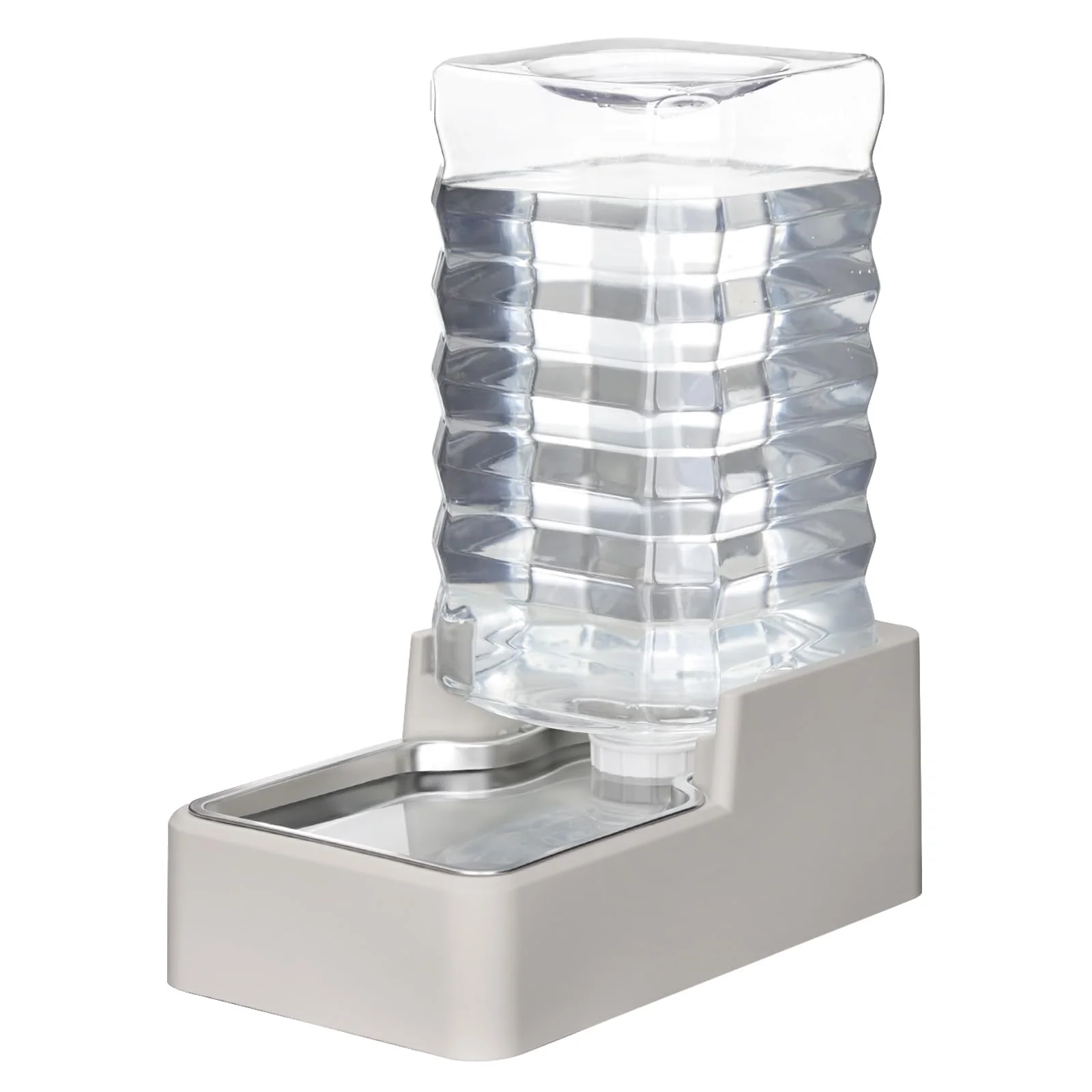 Unique RIZZARI 9.5L Beige Stainless Steel Pet Water Feeder — Automatic Gravity Dispenser Relaxed