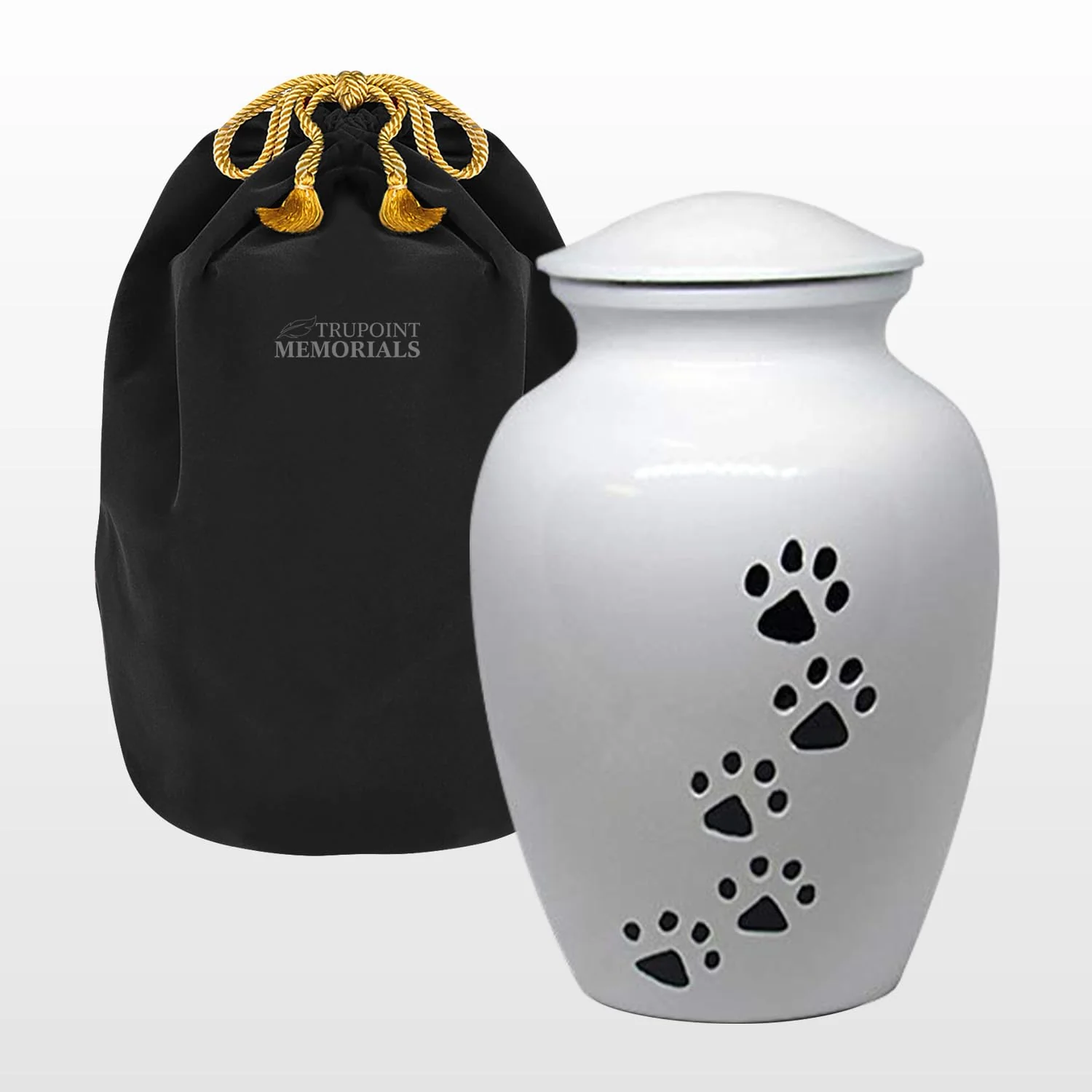 Functional Trupoint Memorials Large Pet Urn for Dogs Cats – Paws Print White Cremation Urn Holds Up to 122 Lbs Sustainable