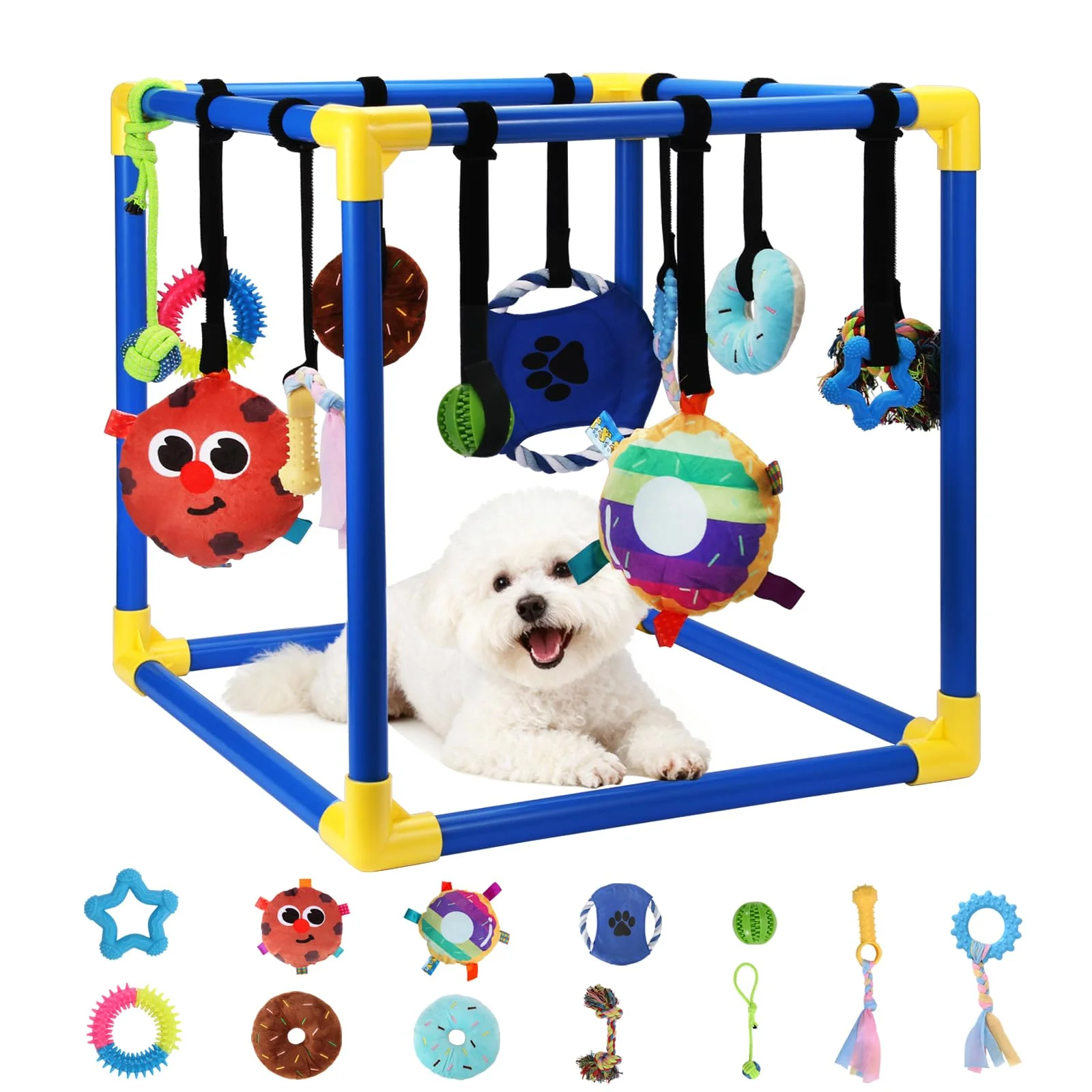 Top-Quality VYNALTIX Puppy Play Gym with 12 Hanging Toys – Indoor Enrichment for Small Dogs Powerful