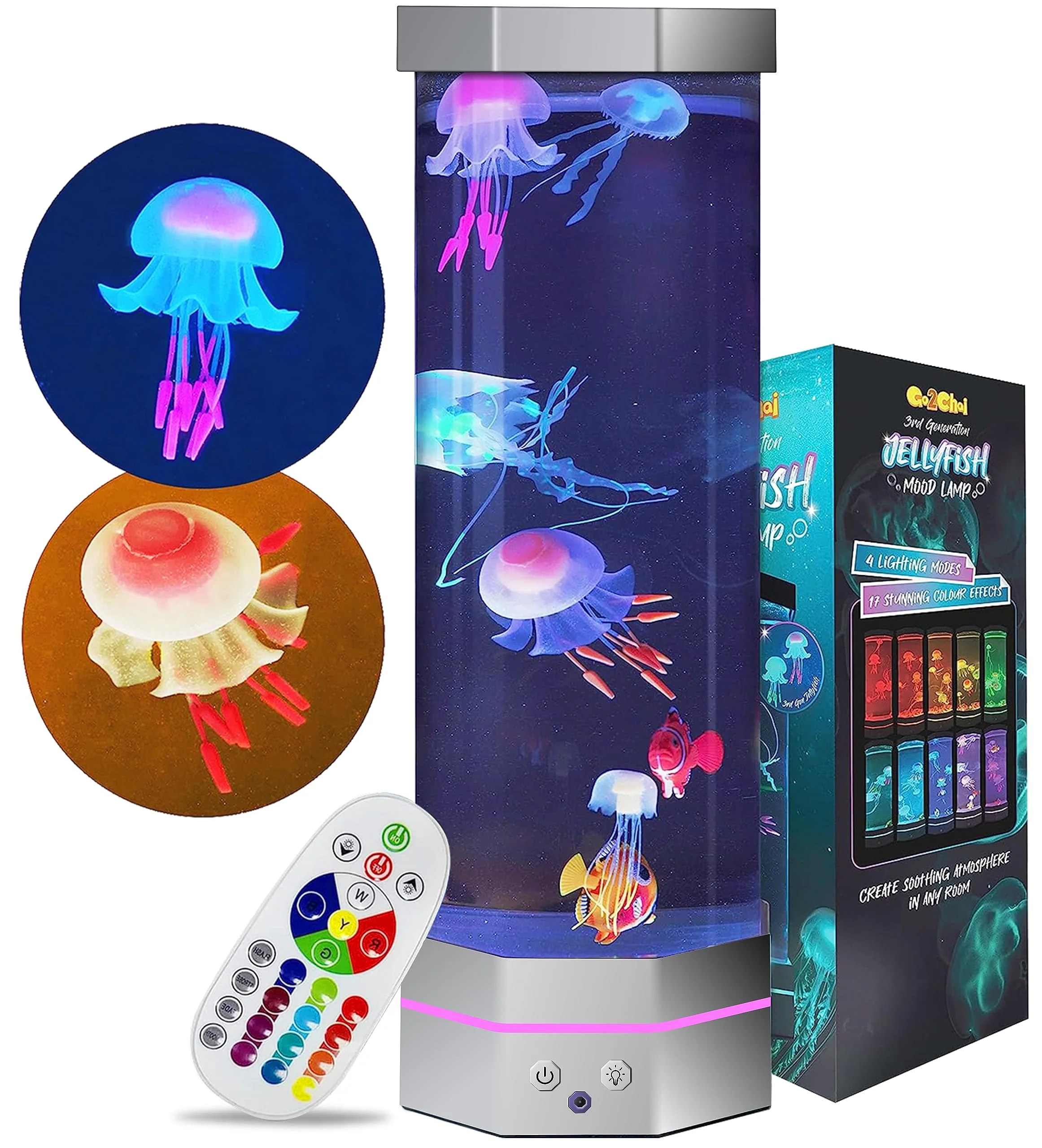 Sustainable Go2Chai Large Jellyfish Aquarium Lamp – 7 Marine Figures Mood Lighting Desk Night Light Artisan
