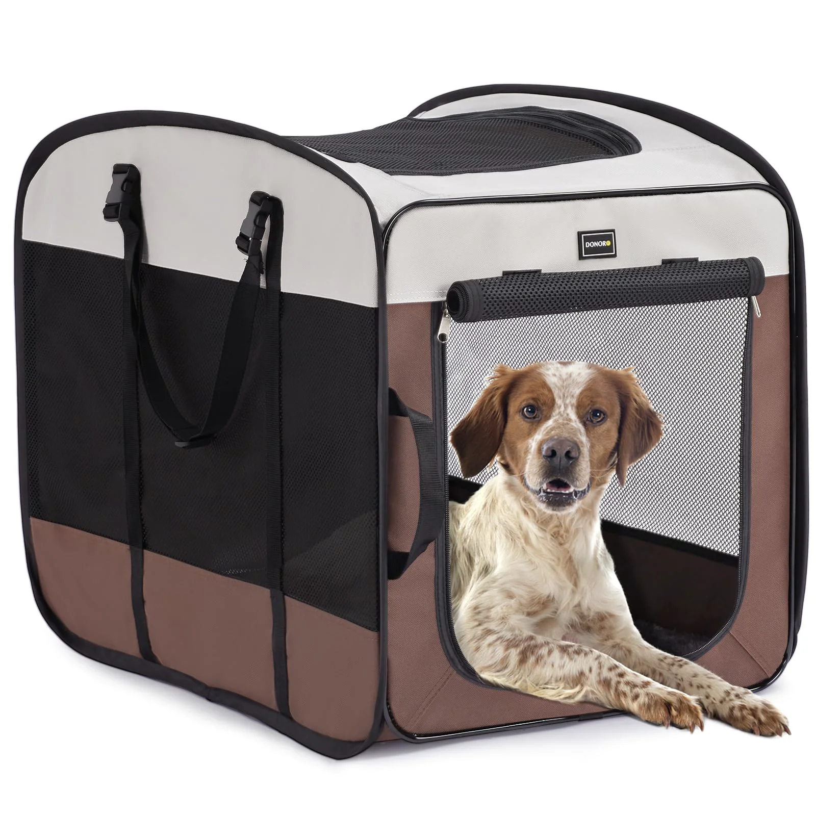 Easy-to-Use DONORO Portable Pop Up Dog Kennel for Medium Dogs – Collapsible Travel Crate Trusted