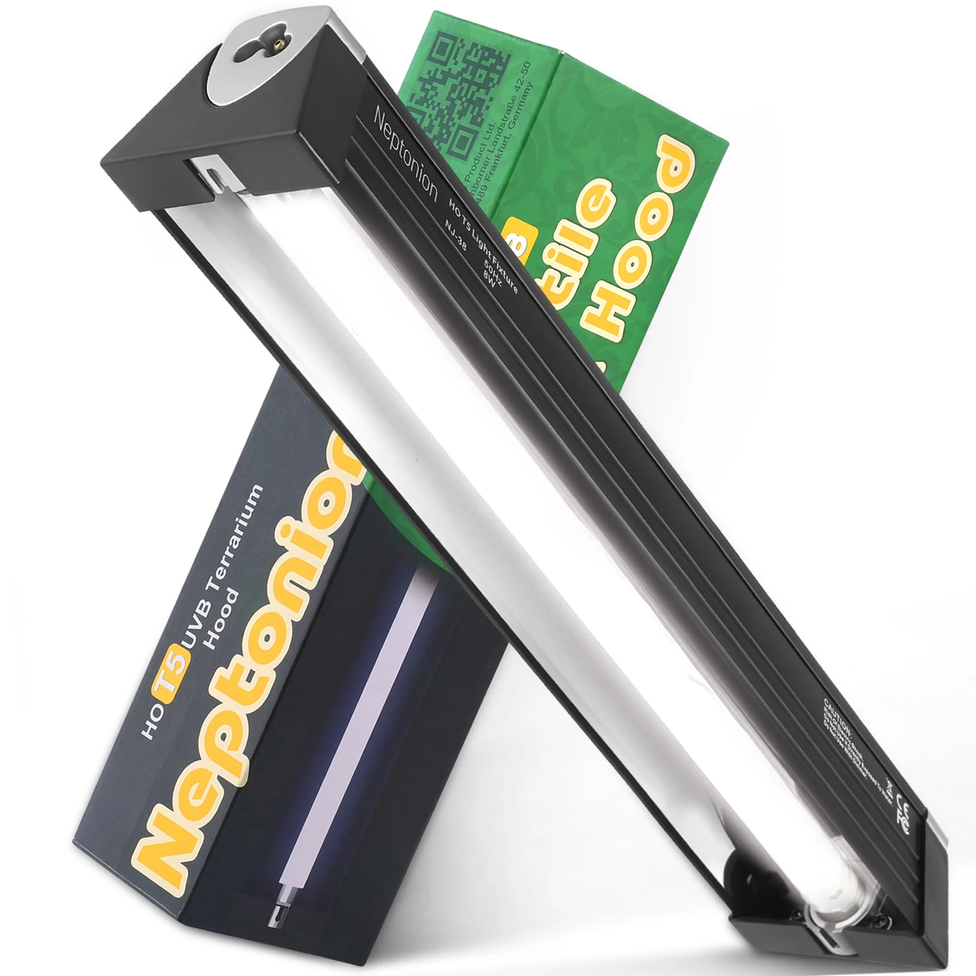Efficient NEPTONION T5 Reptile UVB Light 22.7in – High-Output UVB 5.0 Hood for Terrariums 14W Breathable