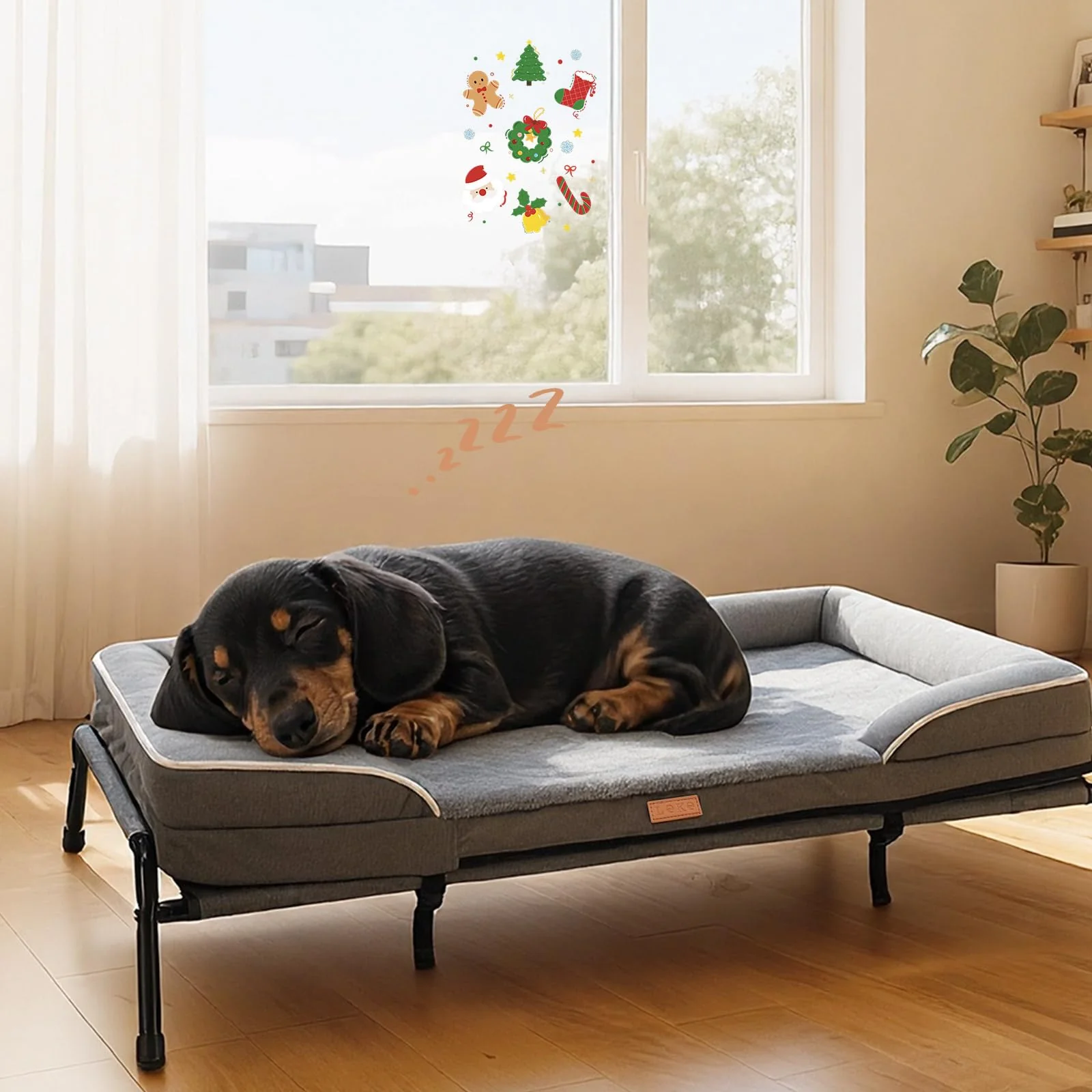 Trendy Lekereise Raised Dog Bed for Small Dogs – 32x25 in Orthopedic Waterproof 2-in-1 Grey Quality