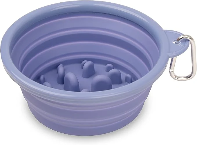 Pure Bonza by Leash Boss Collapsible Dog Slow Feeder Bowl Portable Silicone Travel Bowl for Food Water Slow Eating for Large Medium Small Sized Breeds Anti-Choking BPA- Dishwasher SafeAbout ThisOverview Smooth