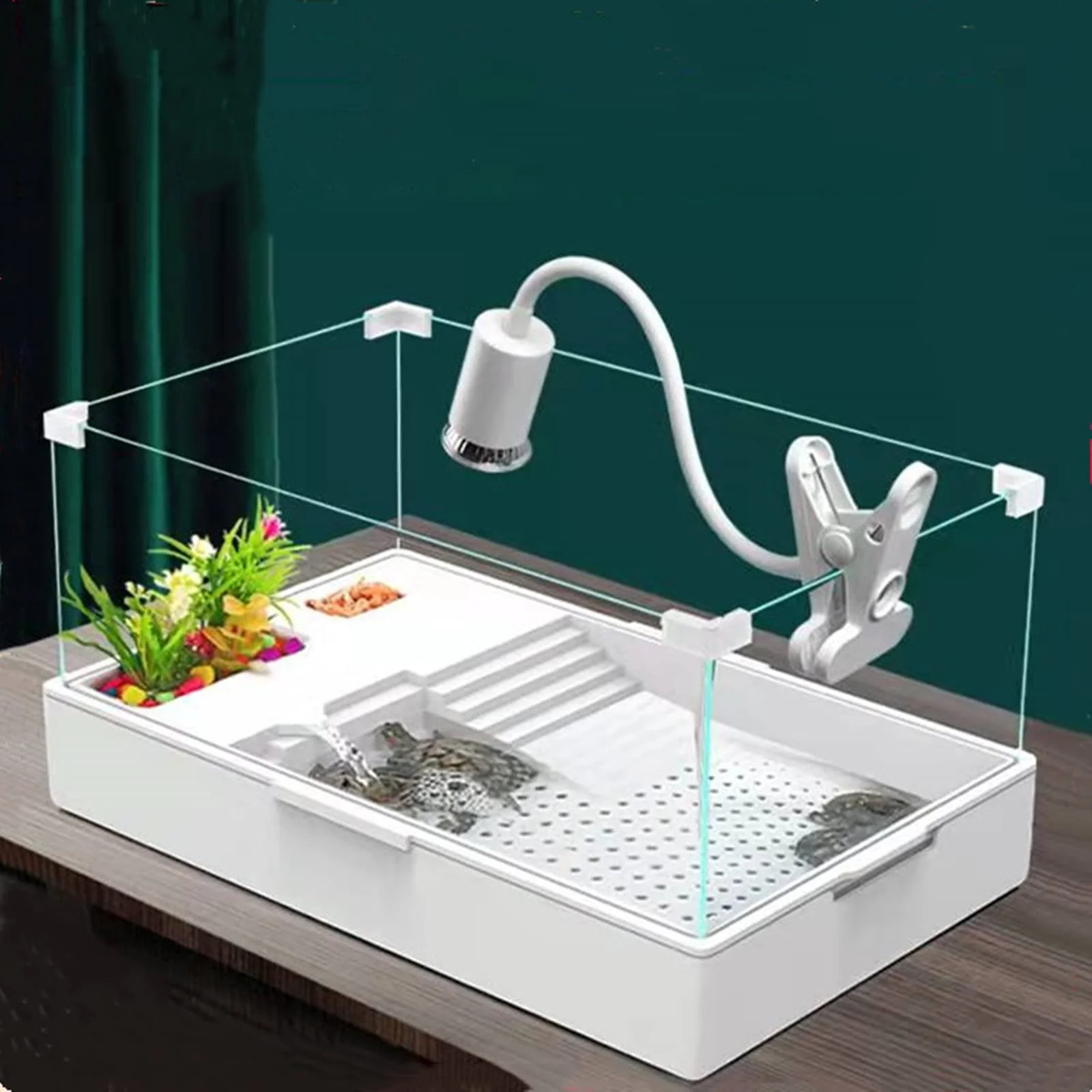 Recyclable Geegoods Turtle Tank Aquarium — Clear 4-Piece Acrylic Reptile Habitat Luxury