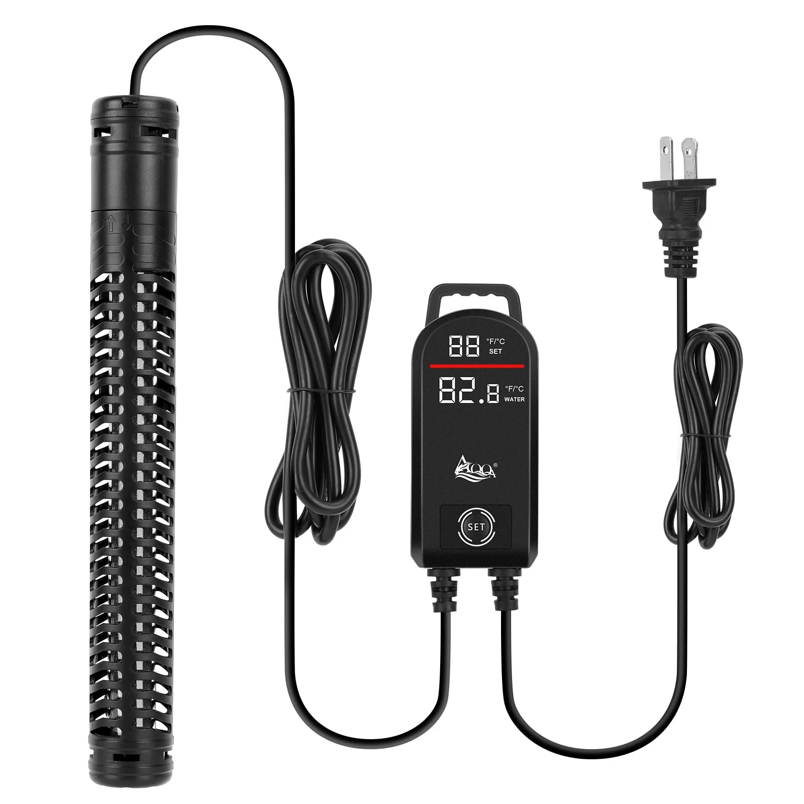 Recyclable AQQA Aquarium Heater 800W 80–210 gal — Submersible Smart Temp Control 59–93°F Safe Dry-Burn Over-Temp Protection Reliable