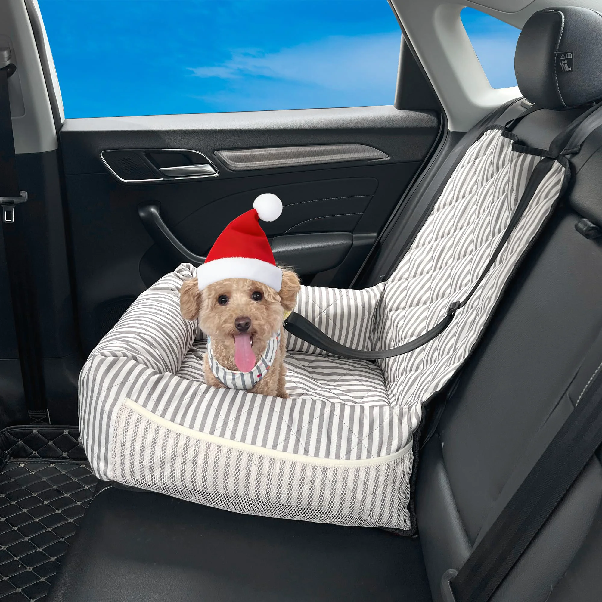 Prestigious GeerDuo Dog Car Seat for Small Medium Dogs – Booster Seat Sofa Bed Stripes M Luxury