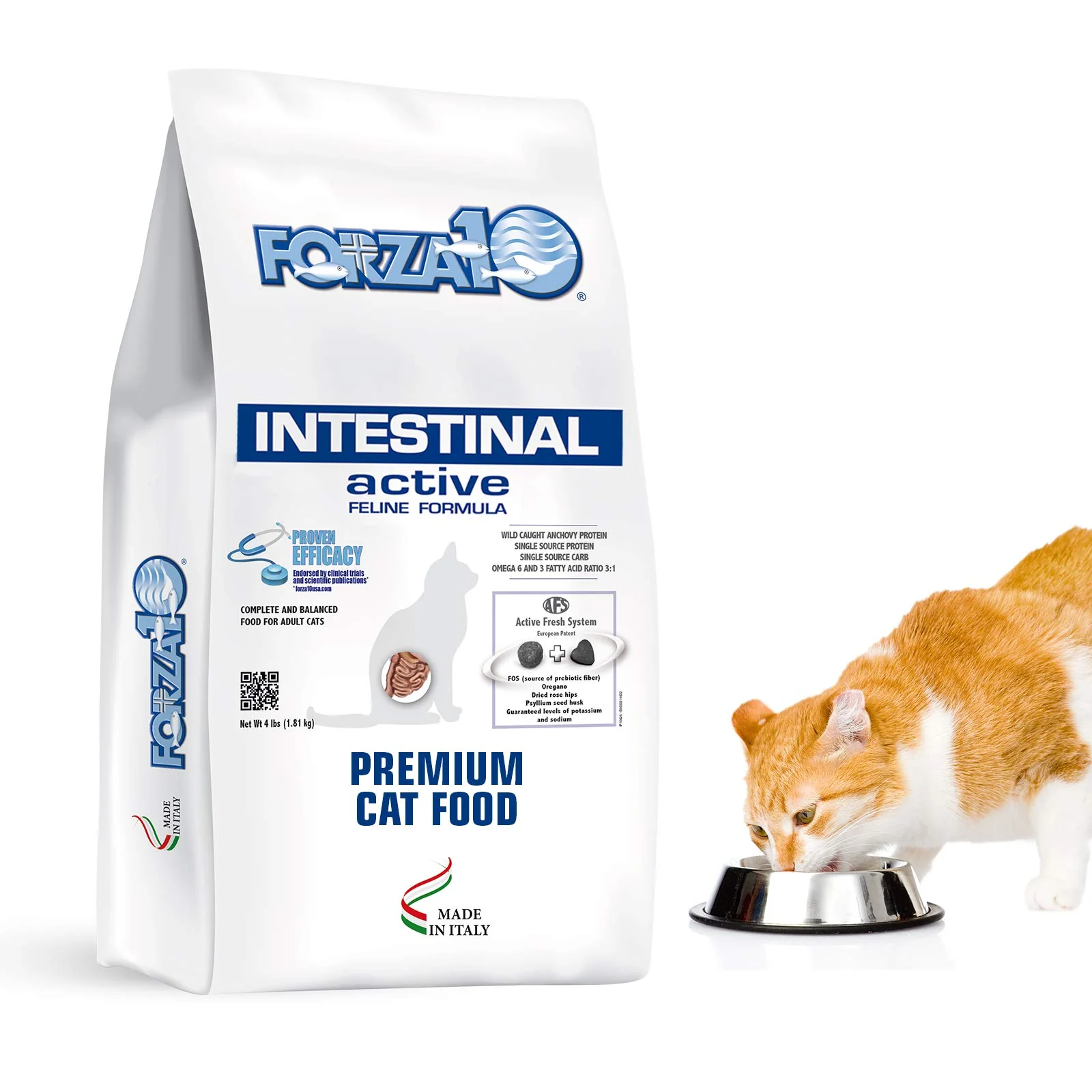 Natural Forza10 Active Intestinal Support Cat Food — Anchovy Flavor Sensitive Stomach Expertly Made