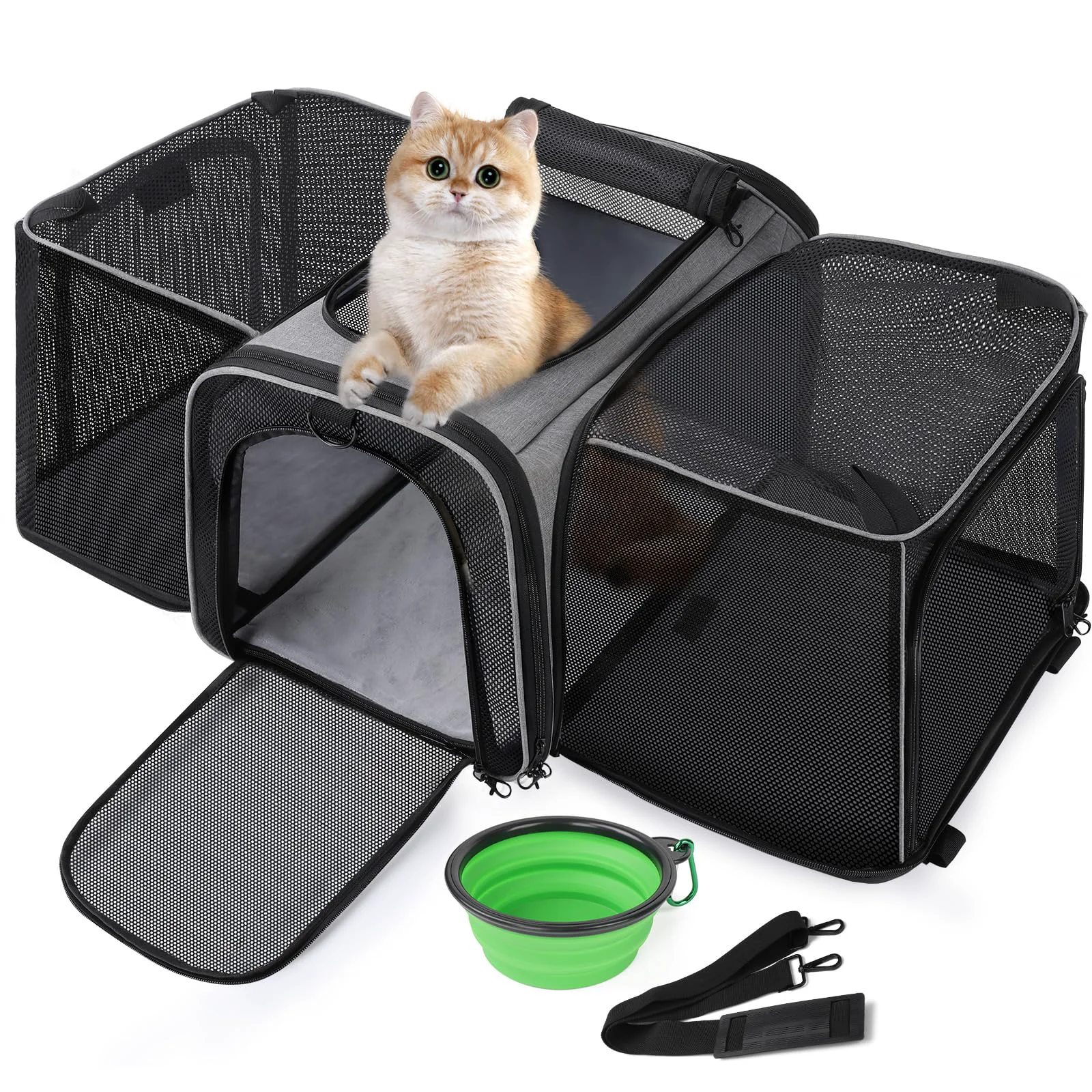 Fine Pecute Expandable Cat Carrier Soft Side Pet Carrier for Travel — Foldable Portable Cats Small Dogs Long-Lasting