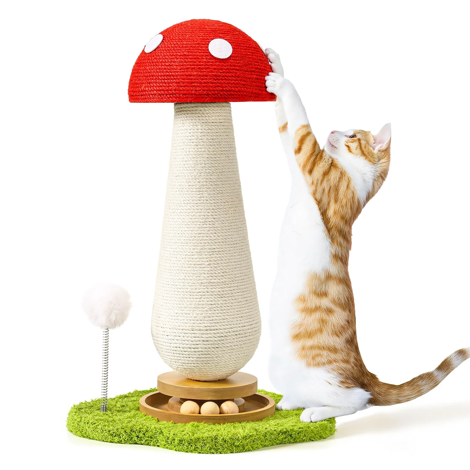 Smooth TEWIWAP Mushroom Cat Scratcher Post – Dual Interactive Toys Durable Sisal Easy Assembly Innovative