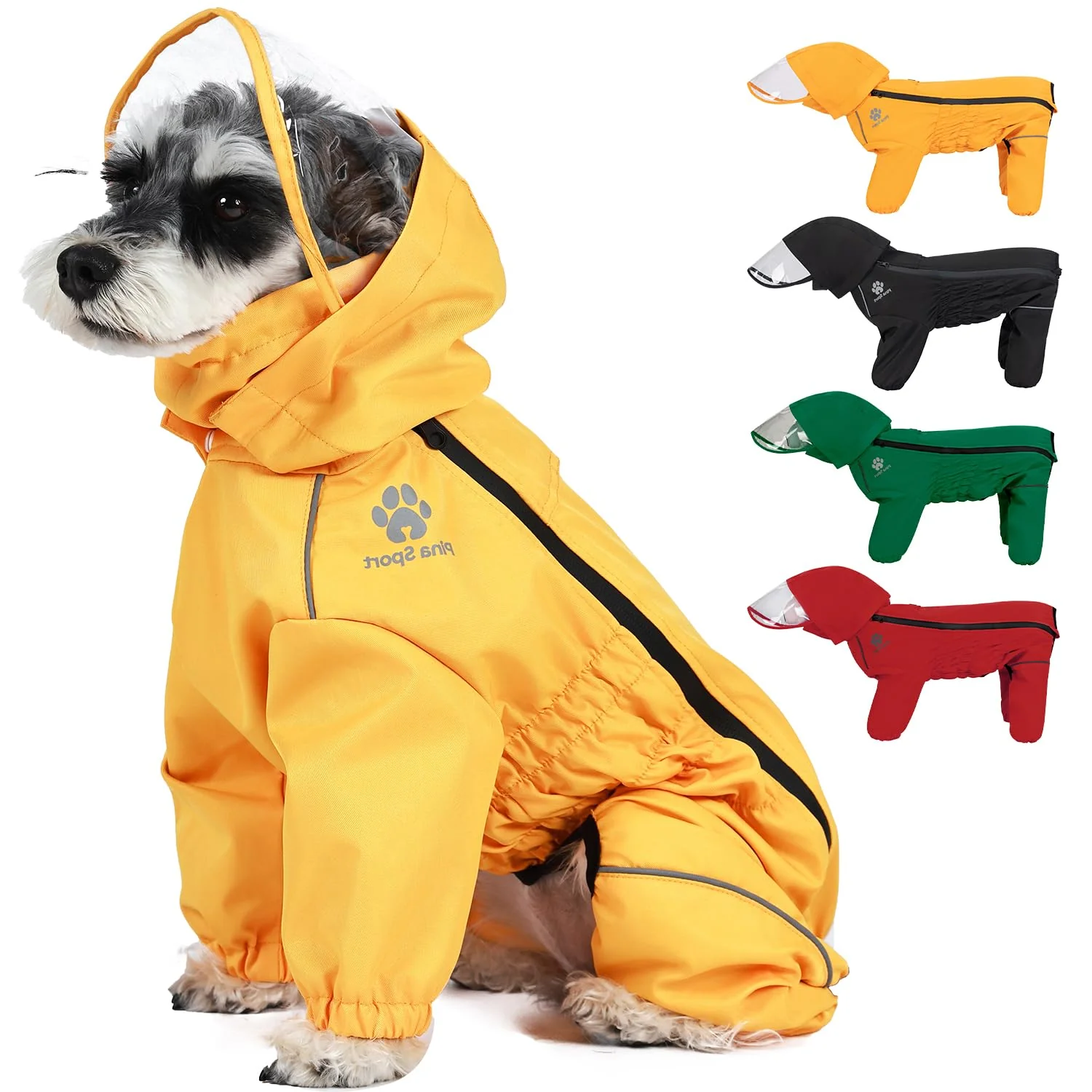 Original Design PINA Lightweight Waterproof Dog Rain Jacket with Hood – Full Wrap Protection Modern