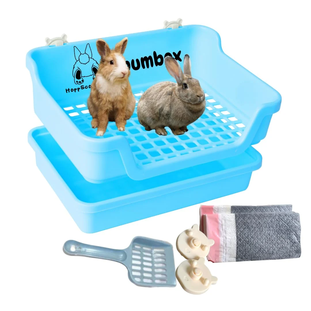 Prestigious HoppScotch.bun Bumbox Large Rabbit Litter Box – 15.75in Training Cage Indoor Outdoor Blue Exceptional