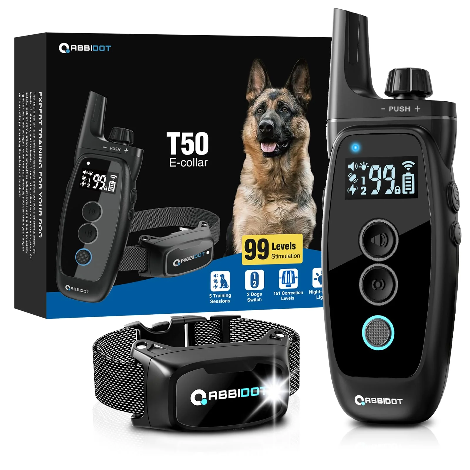 World-Class ABBIDOT Dog Shock Collar — 3500FT Remote Training IPX7 Waterproof 4 Modes Night Vision Safety Lock Advanced
