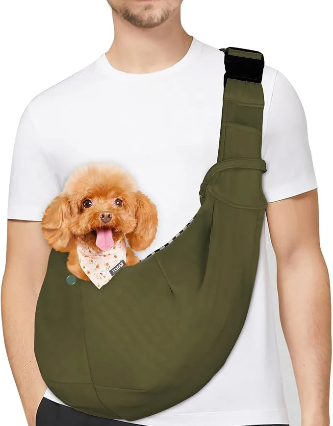 Classic PETLOFT Reversible Dog Cat Sling Carrier Small Dog Carrier Adjustable Dog Secure