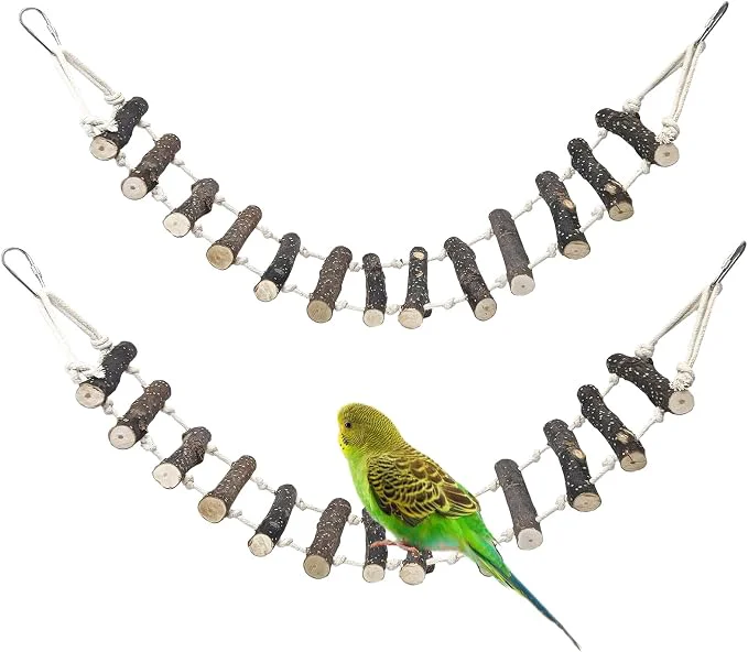 Top-Quality BNOSDM Birds Rope Ladder Toy 2Pcs Wooden Bird Hanging Ladders Pet Climbing Organic