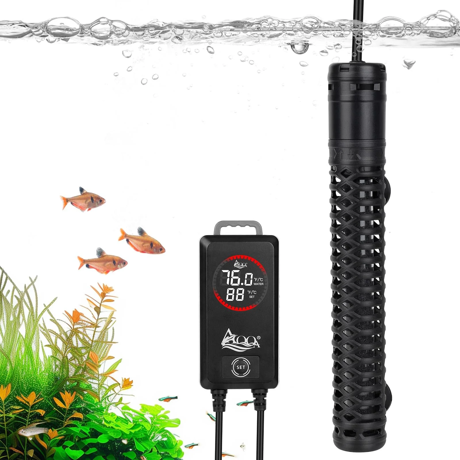 Lightweight AQQA 800W Aquarium Heater with Digital Thermostat – Precise Safe Temperature Control for 90-150 Gallon Tanks Sustainable
