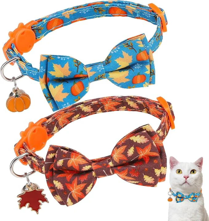Soft Breakaway Cat Collar Thanksgiving 2 Pack Safe