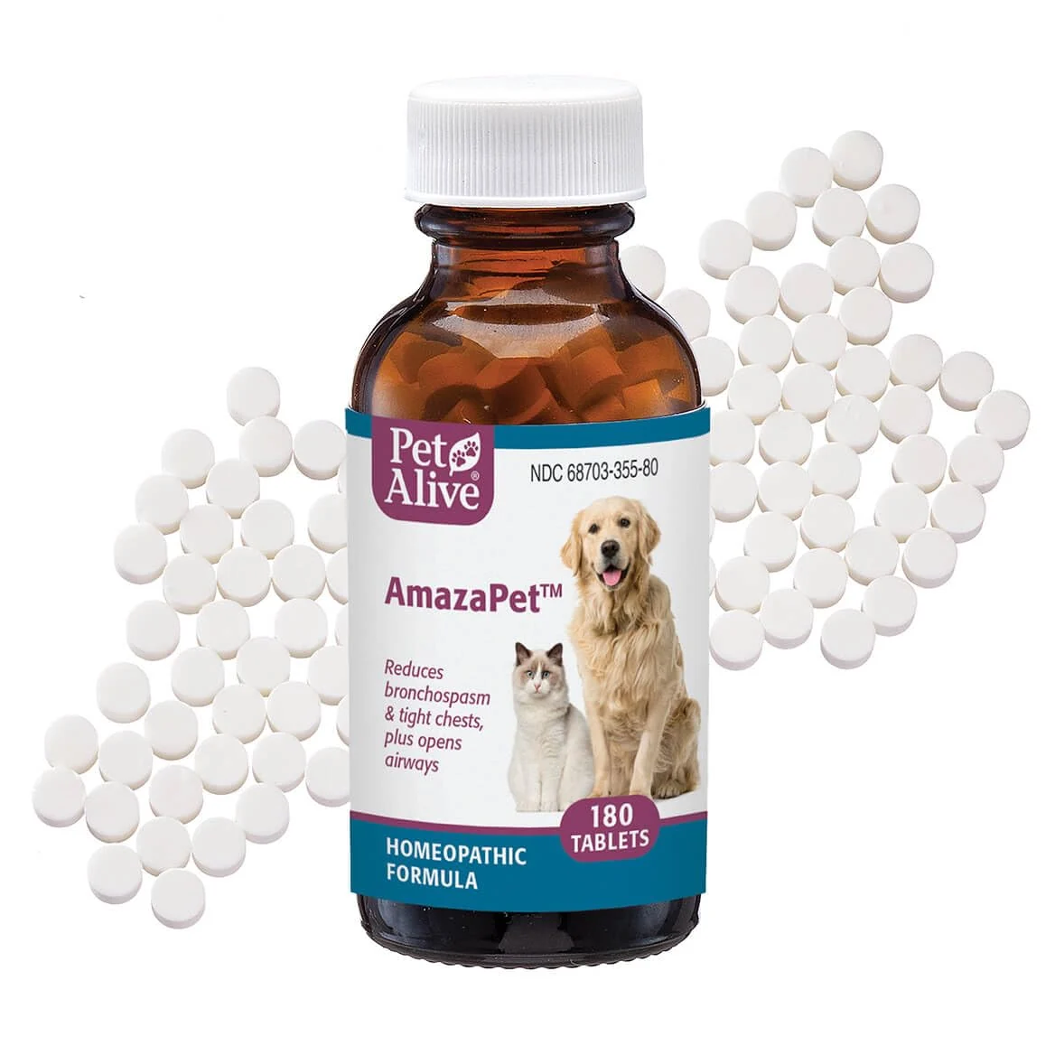 Top-Quality PetAlive AmazaPet – Dog Cat Cough Respiratory Support Tablets 180 Reusable