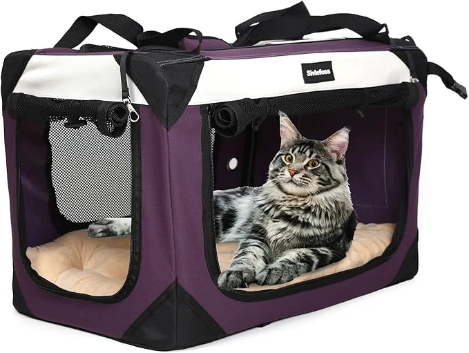 Efficient Large Cat Carrier Collapsible Dog Travel Crate Portable Soft-Sided Pet Carrier Luxury
