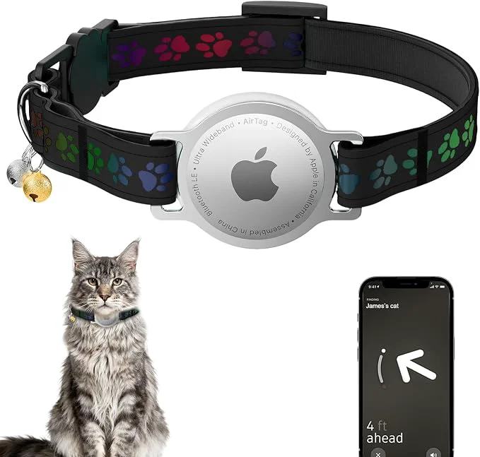 Selected AirTag Cat Collar Breakaway Cat Air Tag Collar Reflective Cat Collar Traditional