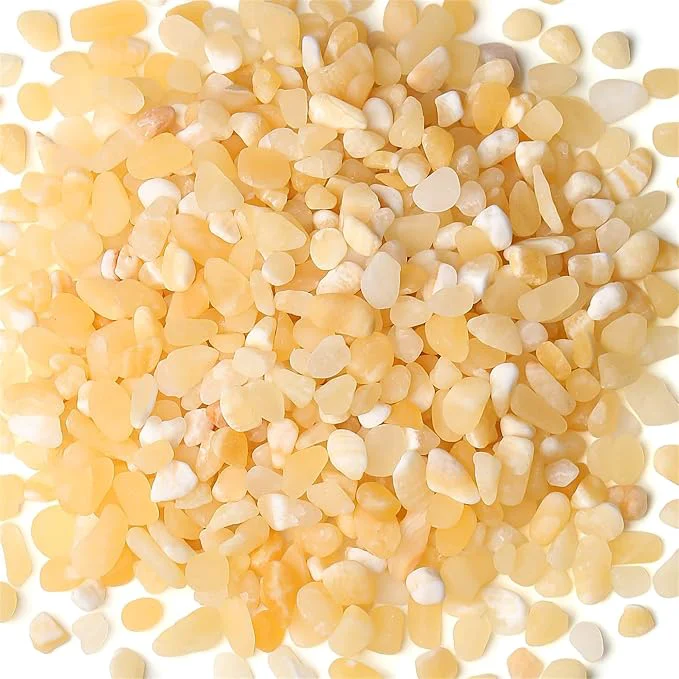 Soft 1lb Yellow Jade Aquarium Gravel Rocks Natural Tumbled Healing Crystal Chips Superior