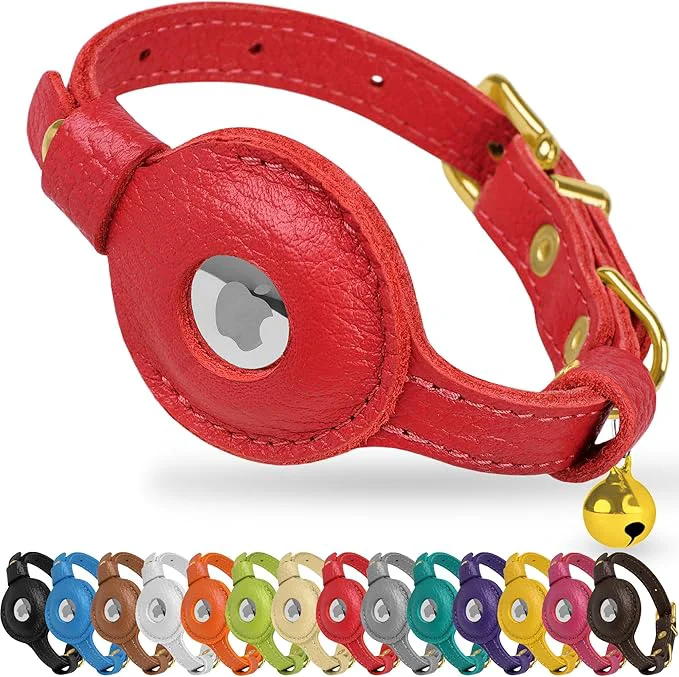 Smooth OOPSDOGGY Leather AirTag Cat Collar Powerful