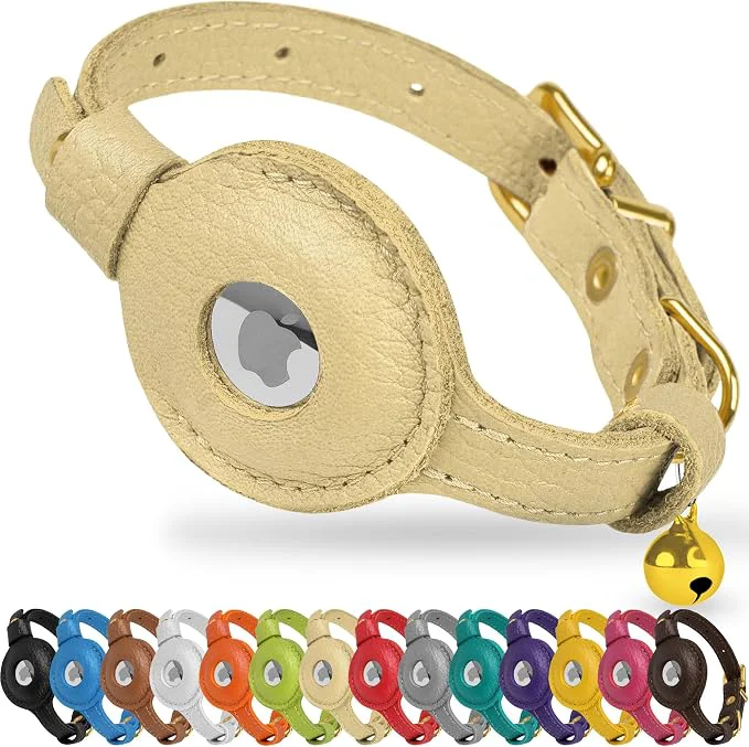 Excellent OOPSDOGGY Leather AirTag Cat Collar Reusable