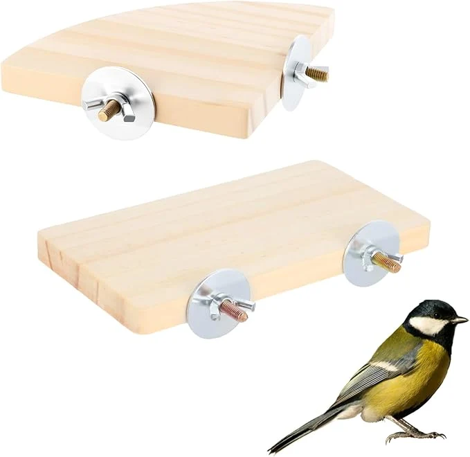 High-Grade 2PCS Bird Perch Platform Flat Fan Shape and Rectangle Bird Cage Platform Fine