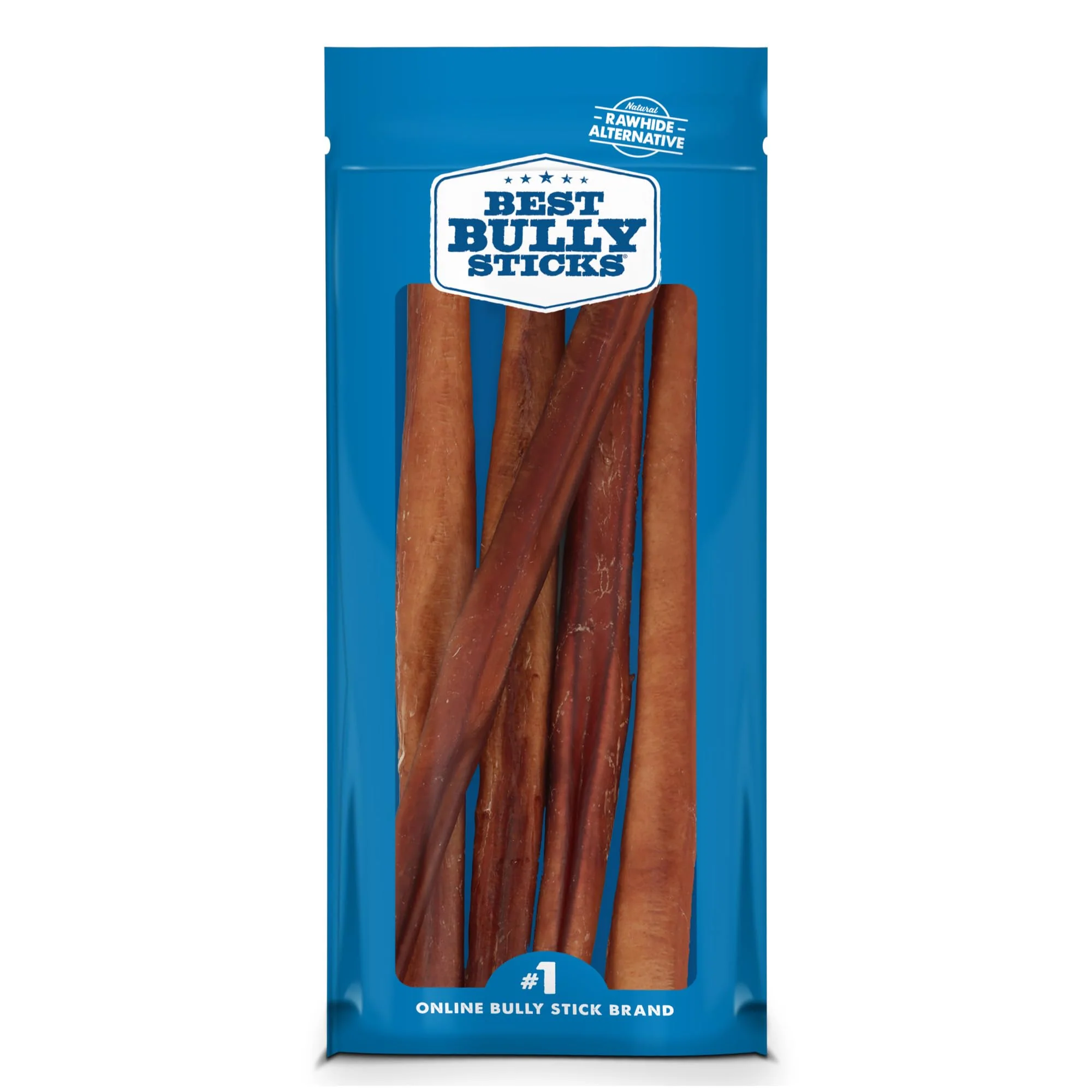 Verified Bully Sticks Thick 12-Inch Bully Sticks for Large Dogs - 5 Count Grass-Fed Beef Single Ingredient Grain Rawhide Relaxed