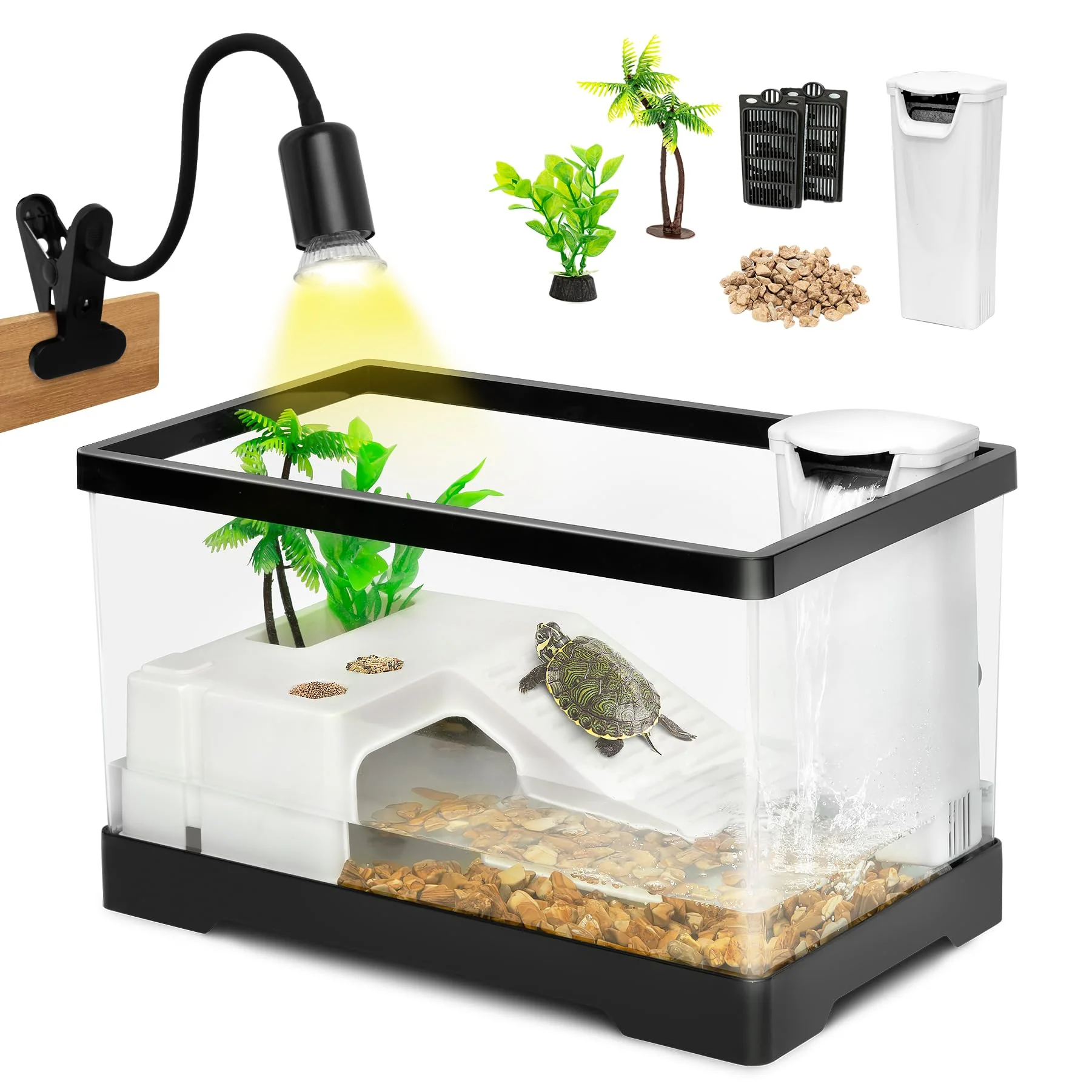 Efficient AZV Small Turtle Tank Kit - All-in-One Indoor Aquarium for Turtles Fishes Amphibians Practical