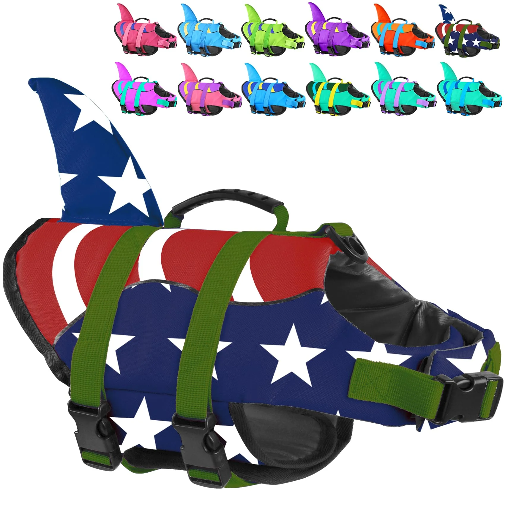 Relaxed Fragralley Shark Fin Dog Life Jacket — High Buoyancy Tear-Resistant Nylon High-Quality