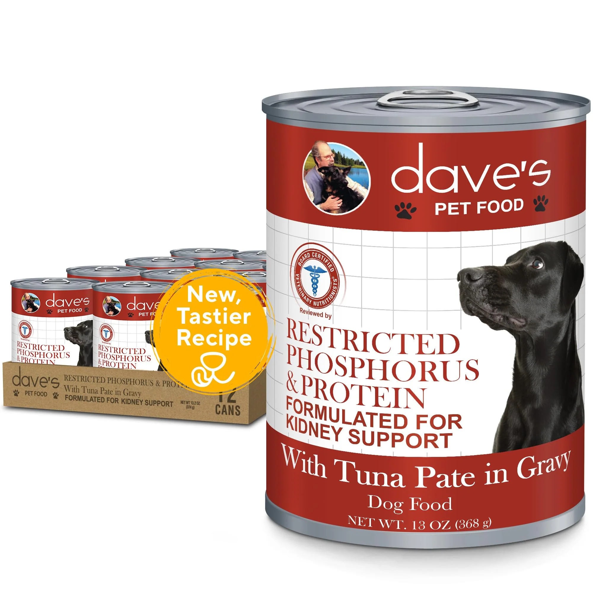 Elegant Dave's Pet Food Kidney Care Dog Food Tuna Pate – Low Phosphorus Wet Renal Diet Vet‑Formulated 13.2 oz 12 Pack Exceptional