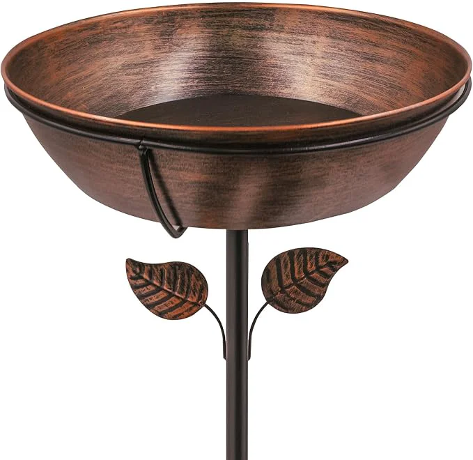 Casual 3 Deep Metal Bird Bath for Outdoors Removable 13 Dia Bowl Pure