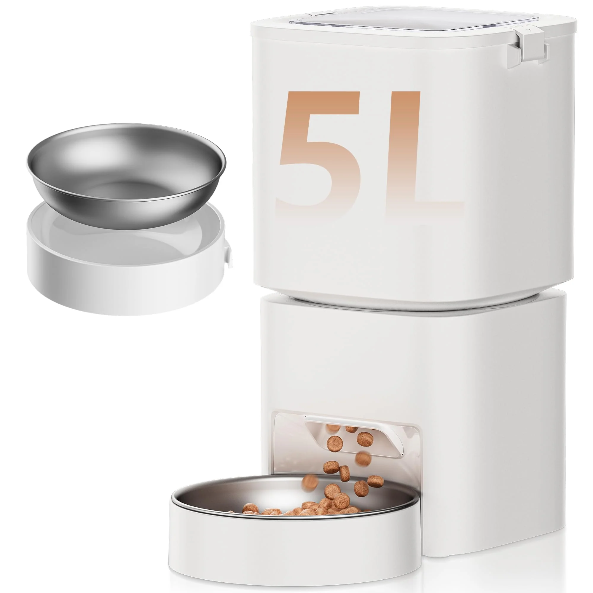 Pure DUDUPET 5L Automatic Cat Feeder Timed Dispenser Dual Power 10 Meals 1-15 Portions Not WiFi Fashionable