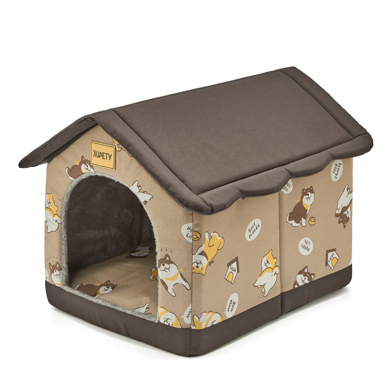 Pure Jiupety Indoor Dog House – L Size Cozy Cave Bed for Cats Dogs Brown Healthy