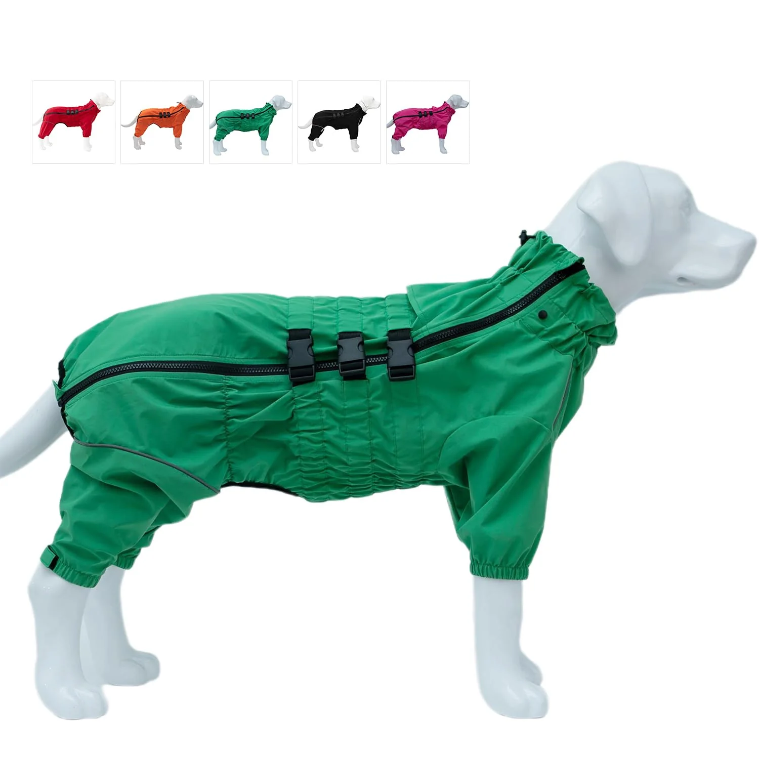 Lovelonglong Dogs Waterproof Jacket – Lightweight Reflective Raincoat for Small to 5XL Dogs Green XXL Consistent
