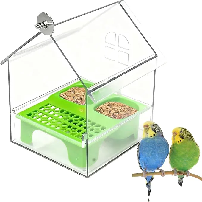 Elegant Pull-Out External Parrot Feeder No Mess Bird Feeder Decorative Transparent Long-Lasting