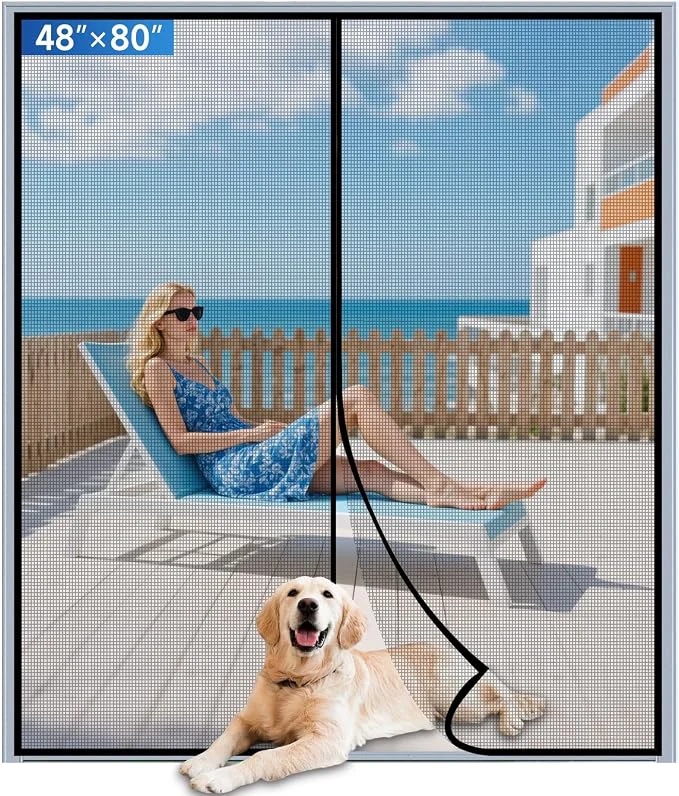 User-Friendly Upgraded PET Mesh Magnetic Screen Door Stronger Than Fiberglass and Polyester Secure