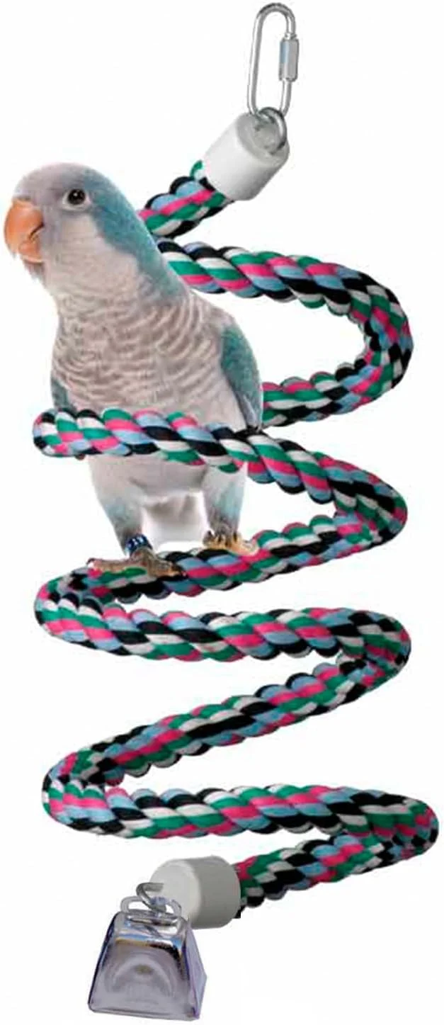 Sustainable Super Bird Creations SB324 Colorful Cotton Rope Bungee Bird Toy Medium Bird Powerful