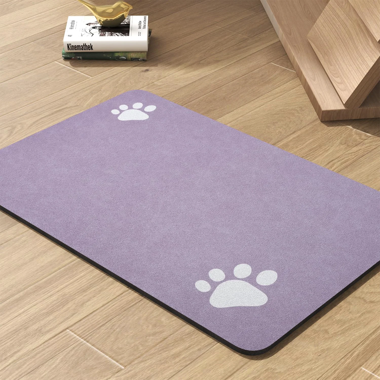 Efficient Pet Feeding Mat-Absorbent Dog Mat for Food and Water Bowl-No Stains Quick Dry Water Dispenser Mat-Dog Accessories Pet Supplies-Bowl for Messy Drinkers（Purple 12 x19 Stylish
