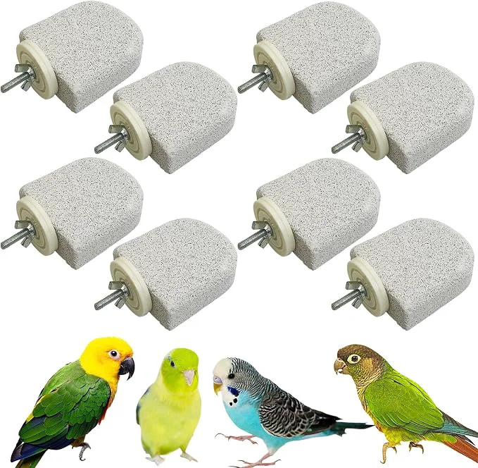 Stylish PINVNBY 8 PCS Bird Perch Bird Beak Grinding Stone Calcium Mineral Parrot Perch Efficient