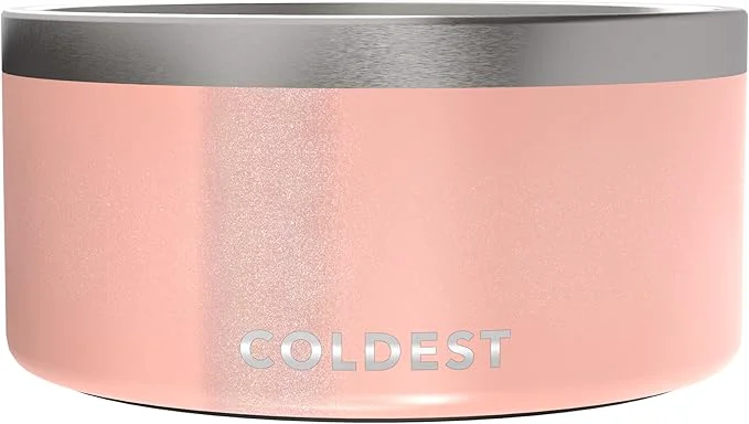 Versatile Coldest Dog Bowl - Anti Rust Metal Non Slip 3 Layers Insulated Stainless Steel Dog Bowls - Spill Proof Heavy Duty - Water Bowl for Dogs Cats Dish Washer Safe 200 oz Pink Glitter About ThisOverview Fast