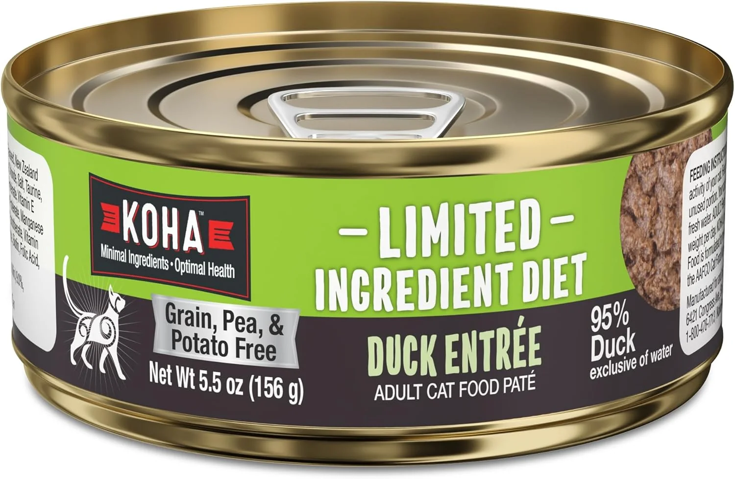 Trusted KOHA Limited Ingredient Diet Duck Pate for Cats - Single Meat Wet Cat Food for Sensitive Stomachs - Pate Cat Food with No Fillers - 5.5oz Pack of 24 Genuine