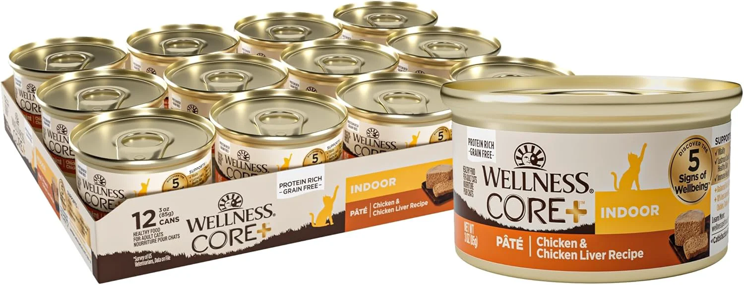 Secure Wellness CORE Indoor Pate Adult Wet Cat Food Natural Protein-Rich Grain 3 Ounce 12 Pack Chicken Chicken Liver Recyclable