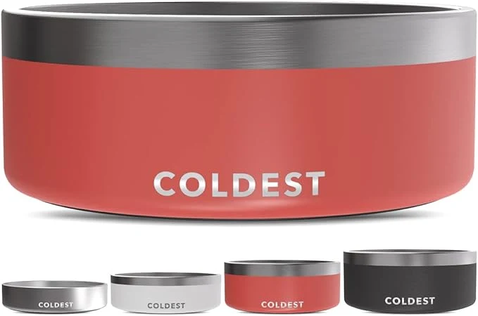 Innovative Coldest Dog Bowl - Anti Rust Metal Non Slip 3 Layers Insulated Stainless Steel Dog Bowls - Spill Proof Heavy Duty - Water Bowl for Dogs Cats Pets Dish Washer Safe 64 oz Crimson Red About ThisOverview Reusable