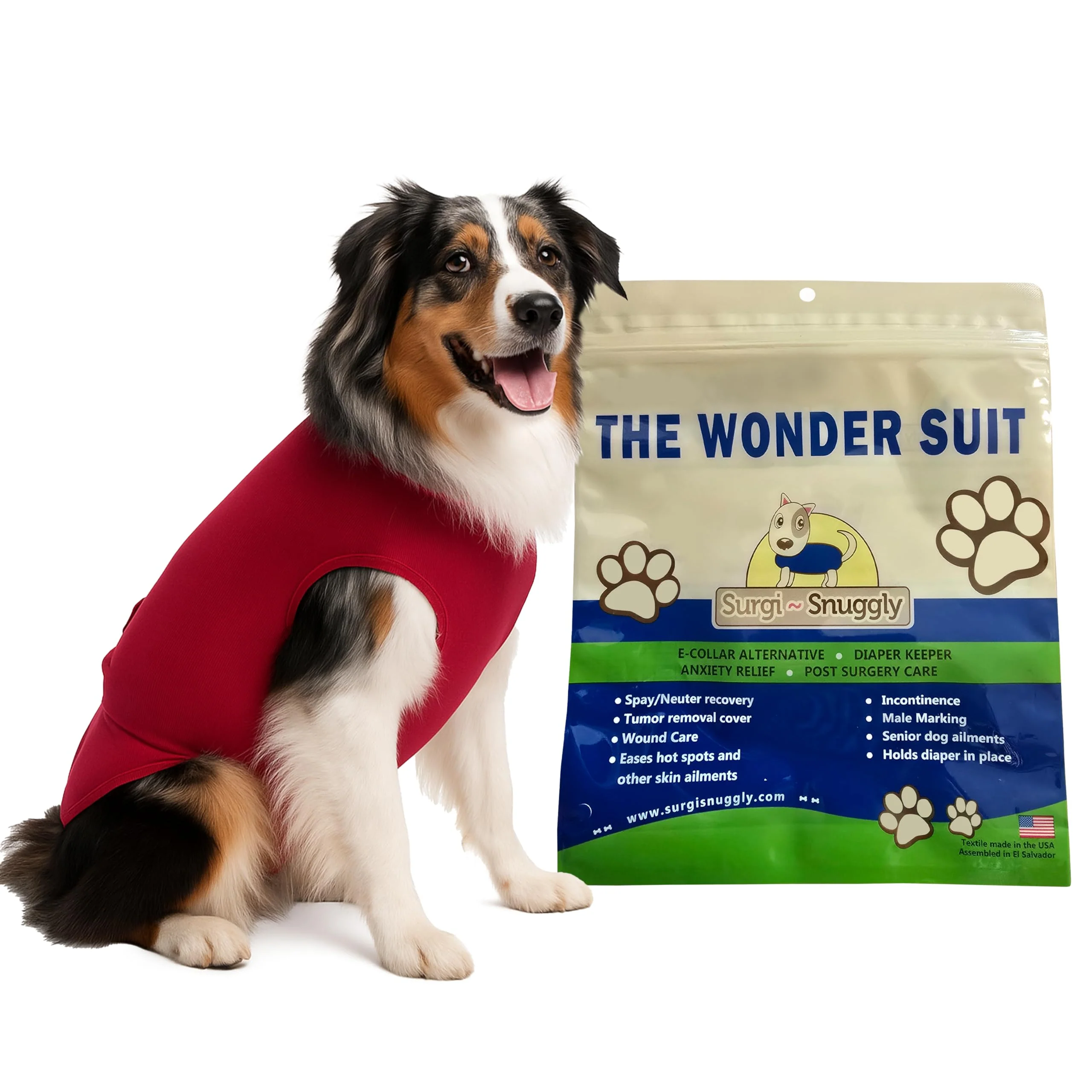 Artisan SurgiSnuggly Disposable Dog Diapers – XLL Red Wrap-Around Leg Fit for Male Female Dogs Carefully Designed