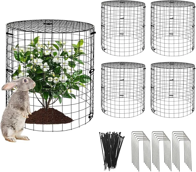 Authentic 5 Packs Garden Plant Protectors from Animals Metal Plant Cage Chicken Wire High-End